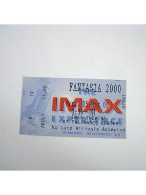 Fantasia 2000 IMAX Movie Ticket Palisades Center March 2000